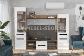 Мебель для гостиной МГС 6 (Исполнение 1/Дуб золотой/Белый глянец) в Алдане - aldan.katalogmebeli.com | фото