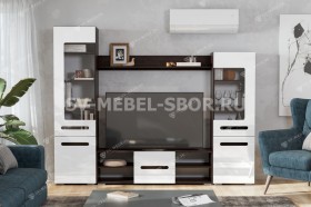 Мебель для гостиной МГС 6 (Исполнение 1/Венге/Белый глянец) в Алдане - aldan.katalogmebeli.com | фото