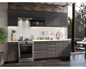 Модульная кухня Бруклин 2,8 м (Бетон черный/Венге) в Алдане - aldan.katalogmebeli.com | фото