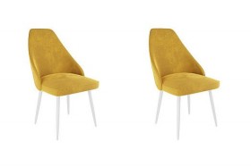 Набор стульев Милан 2 шт (желтый велюр/белый) в Алдане - aldan.katalogmebeli.com | фото