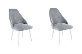 Набор стульев Милан 2 шт (серый велюр/белый) в Алдане - aldan.katalogmebeli.com | фото