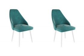 Набор стульев Милан 2 шт (зеленый велюр/белый) в Алдане - aldan.katalogmebeli.com | фото