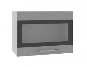 Олива ВПГСФ 600 Шкаф верхний горизонтальный со стеклом с фотопечатью высокий (Снег глянец/корпус Серый) в Алдане - aldan.katalogmebeli.com | фото