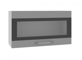 Олива ВПГСФ 800 Шкаф верхний горизонтальный со стеклом с фотопечатью высокий (Снег глянец/корпус Серый) в Алдане - aldan.katalogmebeli.com | фото