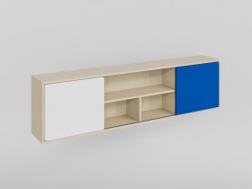 Полка между шкафами 1660 Скай люкс (Синий/Белый/корпус Клен) в Алдане - aldan.katalogmebeli.com | фото