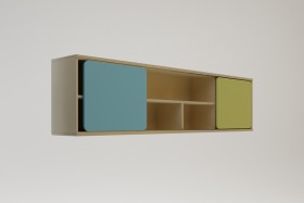 Полка между шкафами 1660 Смайли (Голубой/Зеленый/корпус Клен) в Алдане - aldan.katalogmebeli.com | фото