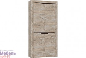 Шкаф 2-х створчатый комбинированный Хилтон (Дуб юкон/Гранж) в Алдане - aldan.katalogmebeli.com | фото