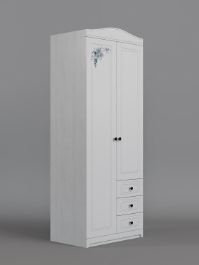 Шкаф 2-х створчатый с ящиками Бэлла (Выбеленное дерево/Белый) в Алдане - aldan.katalogmebeli.com | фото