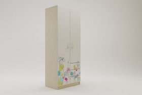 Шкаф 2-х створчатый с ящиками Флёр (Белый/корпус Клен) в Алдане - aldan.katalogmebeli.com | фото 1