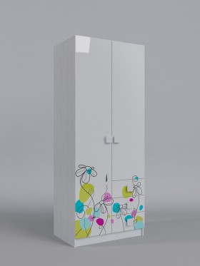 Шкаф 2-х створчатый с ящиками Флёр (Белый/корпус Выбеленное дерево) в Алдане - aldan.katalogmebeli.com | фото