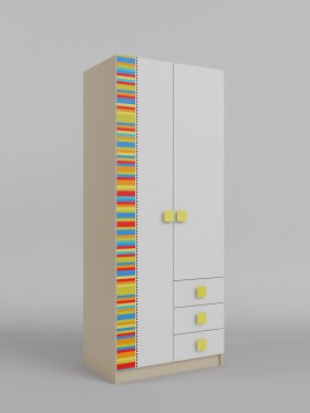 Шкаф 2-х створчатый с ящиками Клаксон без машинок (Белый/корпус Клен) в Алдане - aldan.katalogmebeli.com | фото