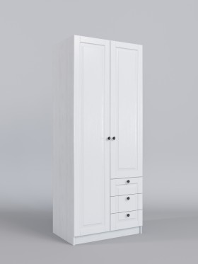 Шкаф 2-х створчатый с ящиками Классика (Белый/корпус Выбеленное дерево) в Алдане - aldan.katalogmebeli.com | фото