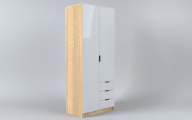 Шкаф 2-х створчатый с ящиками Лофт (Белый/корпус Дуб Сонома) в Алдане - aldan.katalogmebeli.com | фото