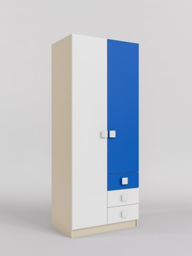 Шкаф 2-х створчатый с ящиками Скай (Синий/Белый/корпус Клен) в Алдане - aldan.katalogmebeli.com | фото