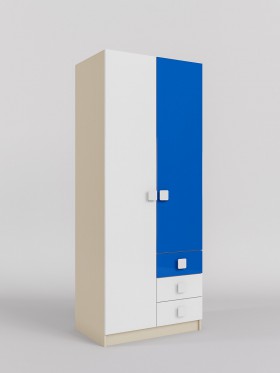 Шкаф 2-х створчатый с ящиками Скай люкс (Синий/Белый/корпус Клен) в Алдане - aldan.katalogmebeli.com | фото