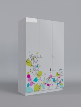 Шкаф 3-х створчатый с ящиками Флёр (Белый/корпус Выбеленное дерево) в Алдане - aldan.katalogmebeli.com | фото 1