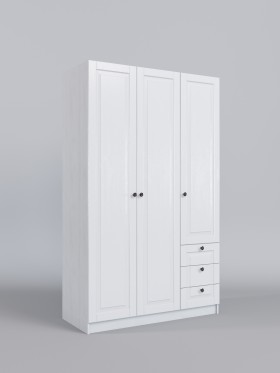 Шкаф 3-х створчатый с ящиками Классика (Белый/корпус Выбеленное дерево) в Алдане - aldan.katalogmebeli.com | фото