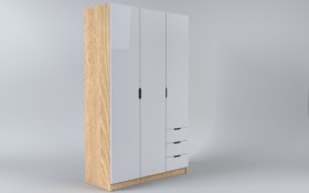 Шкаф 3-х створчатый с ящиками Лофт (Белый/корпус Дуб Сонома) в Алдане - aldan.katalogmebeli.com | фото