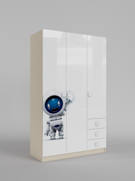 Шкаф 3-х створчатый с ящиками Санни (Белый/корпус Клен) в Алдане - aldan.katalogmebeli.com | фото
