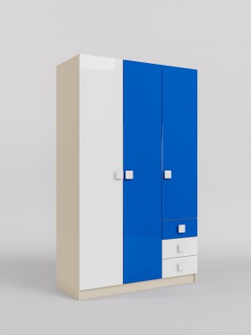 Шкаф 3-х створчатый с ящиками Скай люкс (Синий/Белый/корпус Клен) в Алдане - aldan.katalogmebeli.com | фото