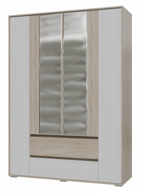 Шкаф 4-х дверный с ящиками Мальта 1600 Дуб сонома/Рамух белый в Алдане - aldan.katalogmebeli.com | фото 2
