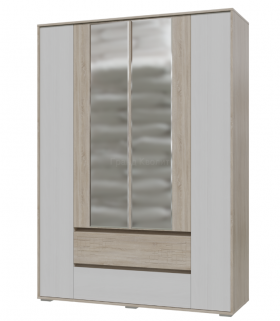 Шкаф 4-х дверный с ящиками Мальта 1600 Дуб сонома/Рамух белый в Алдане - aldan.katalogmebeli.com | фото
