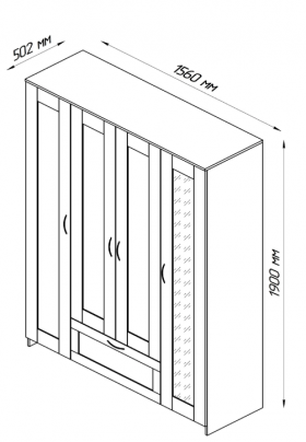 Шкаф четырехдверный Сириус с 1 зеркалом и 1 ящиком дуб венге в Алдане - aldan.katalogmebeli.com | фото 3