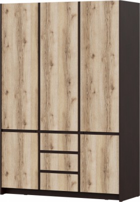 Модульная система "Прага" Шкаф для одежды трехстворчатый Дуб Венге/Дуб Делано в Алдане - aldan.katalogmebeli.com | фото