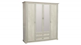 Шкаф для одежды "Сохо" (бетон пайн белый/2 ящика/зеркало) в Алдане - aldan.katalogmebeli.com | фото