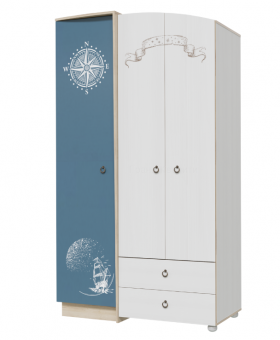 Шкаф для одежды Бриз 1200 Дуб ривьера/ Рамух белый/синий в Алдане - aldan.katalogmebeli.com | фото