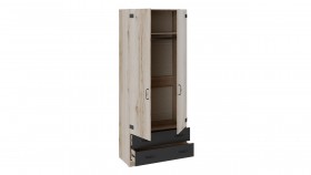 Шкаф для одежды комбинированный «Окланд» (Фон Черный/Дуб Делано) в Алдане - aldan.katalogmebeli.com | фото 2