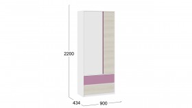 Шкаф для одежды комбинированный «Сканди» Дуб Гарден/Белый/Лиловый в Алдане - aldan.katalogmebeli.com | фото 5