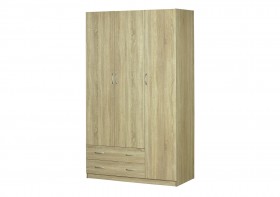Шкаф для платья и белья 3-х дверный без зеркала Дуб Сонома в Алдане - aldan.katalogmebeli.com | фото