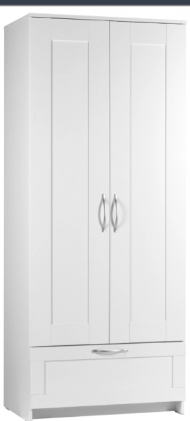 Шкаф двухдверный Сириус с 1 ящиком белый в Алдане - aldan.katalogmebeli.com | фото