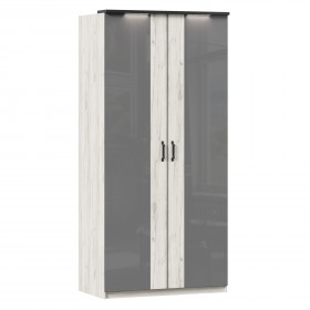 Техно ЛД 678.130.000.007 Шкаф 2-хстворчатый с комбинированными дверями (Дуб Крафт белый/Серый шифер) в Алдане - aldan.katalogmebeli.com | фото