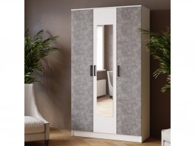 Шкаф комбинированный Ларс (1,2) с зеркалом белый/ателье светлое в Алдане - aldan.katalogmebeli.com | фото 3