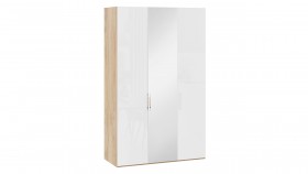 Шкаф комбинированный с 2 глухими и 1 зеркальной дверями правый «Эмбер» Яблоня Беллуно/Белый глянец в Алдане - aldan.katalogmebeli.com | фото 1