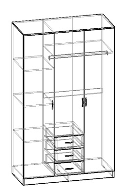Шкаф 3-х створчатый комбинир с зеркалом Светлана (Венге/Дуб молочный) в Алдане - aldan.katalogmebeli.com | фото 3