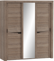 Шкаф трехдверный Соренто с раздвижными дверями Дуб стирлинг/Кофе структурный матовый в Алдане - aldan.katalogmebeli.com | фото 1