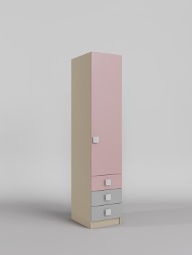 Шкаф угловой (секция с ящиками) Грэйси (Розовый/Серый/корпус Клен) в Алдане - aldan.katalogmebeli.com | фото