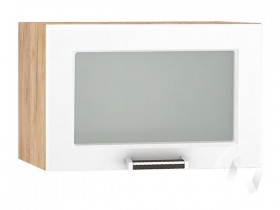 Шкаф верхний со стеклом Прага ШВГС 500 (Белое дерево/корпус дуб крафт золотой) в Алдане - aldan.katalogmebeli.com | фото