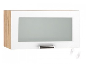 Шкаф верхний со стеклом Прага ШВГС 600 (Белое дерево/корпус дуб крафт золотой) в Алдане - aldan.katalogmebeli.com | фото