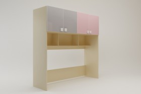 Система хранения над кроватью Грэйси (Розовый/Серый/корпус Клен) в Алдане - aldan.katalogmebeli.com | фото 2