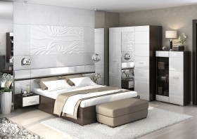 Спальня Вегас (Венге/Белый глянец) в Алдане - aldan.katalogmebeli.com | фото