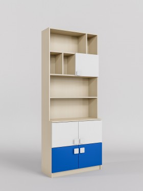 Стеллаж ТВ+ книги Скай люкс (Синий/Белый/корпус Клен) в Алдане - aldan.katalogmebeli.com | фото