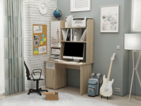 Компьютерный стол Лайт-1 (1200/дуб сонома/белый) в Алдане - aldan.katalogmebeli.com | фото