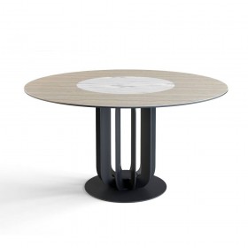 Стол круглый Rotor (160), шпон + керамика светлая в Алдане - aldan.katalogmebeli.com | фото