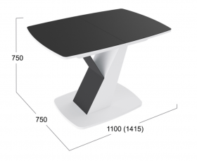 Стол обеденный «Гарда» Тип 1 (Белый/Стекло матовое черный графит) в Алдане - aldan.katalogmebeli.com | фото 3