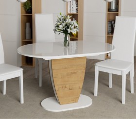 Стол обеденный «Монреаль» Тип 1 (Белый глянец/Бунратти) в Алдане - aldan.katalogmebeli.com | фото