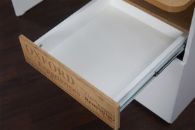 Угловой письменный стол с ящиками «Ривьера» Дуб Бонифацио/Белый в Алдане - aldan.katalogmebeli.com | фото 6